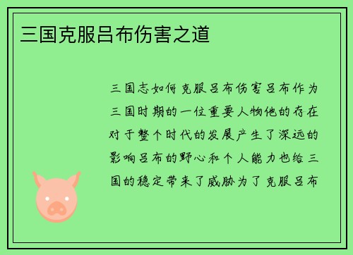 三国克服吕布伤害之道